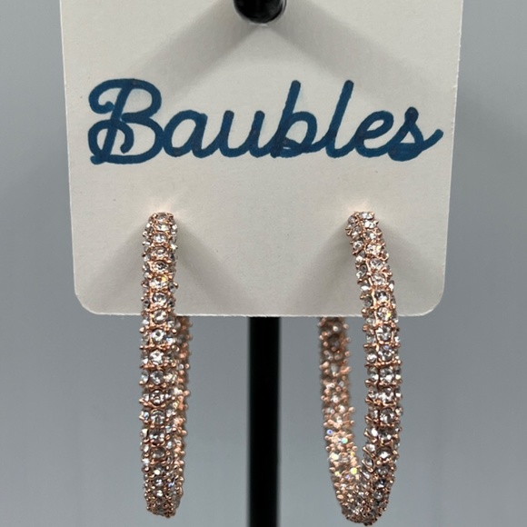 Baubles Rose Gold Hoops Austrian Crystals $12 EA or Bundle 3/$20 - Picture 3 of 6